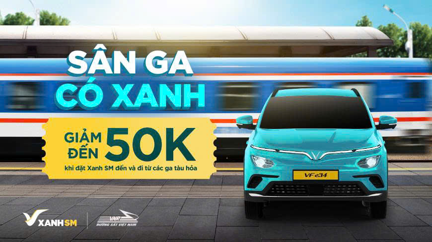 Giảm đến 25% cước phí di chuyển (tối đa 50K) di chuyển bằng Xanh SM đi và đến nhà ga tàu hỏa